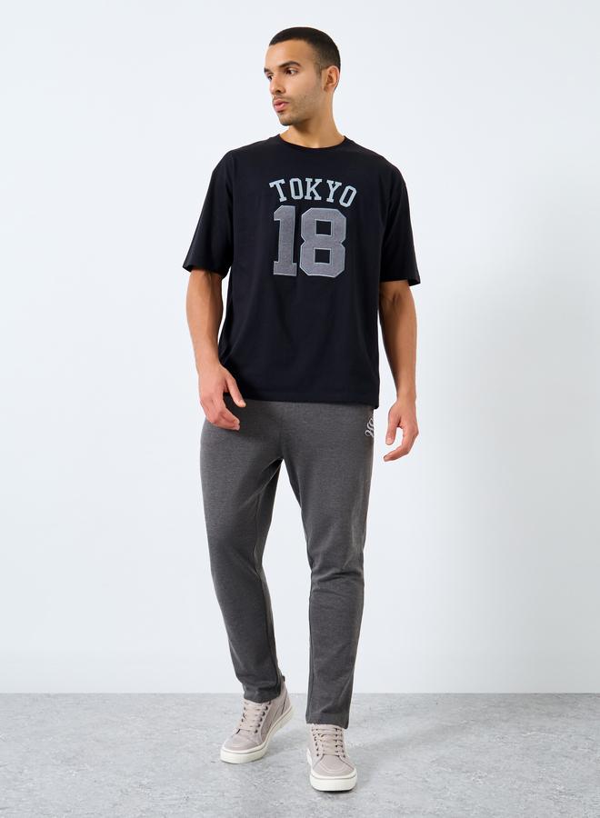 Styli Oversized Jersey T-Shirt with Towel Embroidery Detail - Image 2